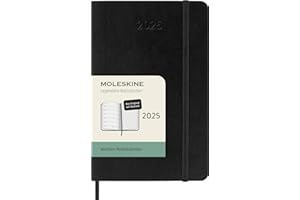 Moleskine Weekly Planner, Agenda Semanal con Espacio Para Notas 12 Meses 2025, Tapa Blanda y Cierre Elástico, Color Negro, IdiomaAlemán, FormatoBolsillo 9x14 cm