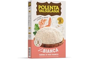 Valsugana, Polenta Bianca Rapida, Confezione da 375g, con Farina di Mais Bianco, Gusto Delicato, Pronta in Pochi Minuti, Senza Glutine