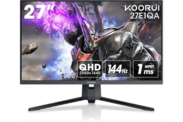 KOORUI Ecran PC Gaming 27 144hz, Résolution WQHD (2560 x 1440), 1MS, Display Port & 2X HDMI, Adaptive Sync, Noir