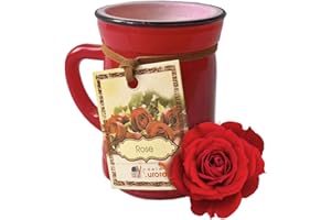 Candele D'Aurora Marta Mini Candela Profumata in Vaso di Vetro Colorato con Manico, Cera vegetale, Rosso, 5x5x7,2 cm