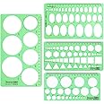 4 Pieces Circle Stencil Measuring Geometry Rulers, Large and Small Circle & Oval Circle Templates for Drafting, Plastic Digital Drawing Tracer Tools for Building Formwork Drawings Clear Geometric Sten
