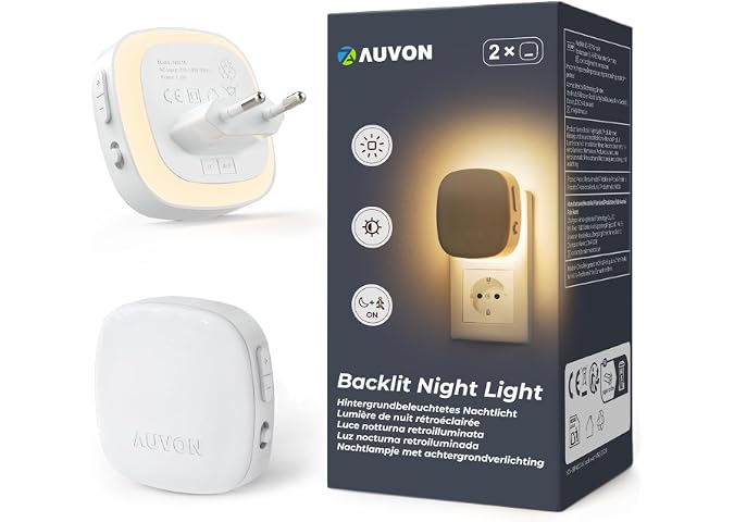 AUVON Nachtlicht Steckdose mit Bewegungssensor und Dämmerungssensor 2 Stück | 2200K Warmweißes LED… – Produktbeispiel aus Beleuchtung