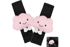 VINUWU 2 Pcs Universal Seatbelt Covers,Cute Car Seat Belt Pads for Kids Girls,Short Plush Car Seat Strap Pads Protector (Pink Clouds)