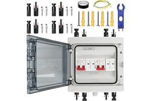 VAPOURD Überspannungsschutz PV DC 40A/1000V Trennschalter, Blitzschutz Leitungsschutzschalter, Solar Anschlusskasten PV Anlage,IP65 Wasserdicht & UV-Beständig Solar Spannungsschutz für Photovoltaik 2 in 2 Out