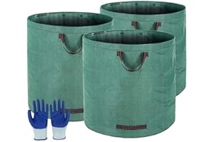 LooHome Gartenabfallsäcke 272 L, Gartensack, selbststehend und faltbar, Laubsäcke, Abfallsäcke für Gartenabfälle, Blätter, Rasen, Pflanzen, Grünschnitt, 3 Stück