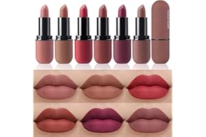 Beteligir 6 Colors Matte Lipstick Set Smooth Nude Lip Stick Long Lasting & Waterproof Non-Stick Cup Nude Color Lip Makeup Gift Set for Girls and Women (01, Set)