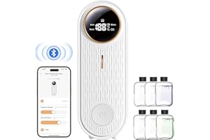 NIMIN Difusor de Aceites Esenciales sin Agua con 6 Aceites - Ambientador de Hogar con App y Bluetooth, 4 Niveles de Aroma, Pantalla de Temperatura, Aromaterapia para Casa