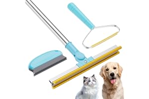 YelaJoy 3-in-1 Carpet Rake for Pet Hair Removal – 55" Long Handle Pet Hair Remover Tool with Reusable Washable Adhesive Lint Roller for Couch, Sofa, Car Seats, Rug & Clothing