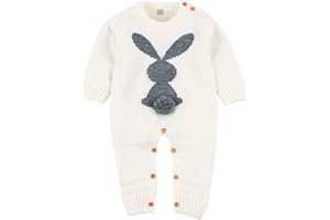 mimixiong Baby Easter Bunny Outfits Newborn Girl Boy Romper Jumpsuit Longsleeve Knit Clothes