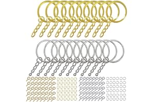 WOWOWO 220 pièces Porte-clés avec Anneaux de Saut à la chaîne vis épingles à Oeil Ensemble pour l'artisanat de Bricolage en résine
