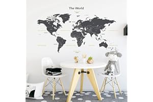 DECOWALL DL-1509G Carte du monde Moderne Grise (Grand)(Ver anglais) Autocollants Muraux Mural Stickers Chambre Enfants Garderie Salon wall adhsif maison dcalcomanies