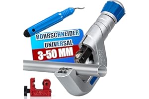NTG Rohrschneider Set (3-50 mm) mit großem und kleinem Rohrschneider und Entgrater - Vielseitig für Edelstahl, Kupfer, Aluminium, Stahl oder Kunststoff - inkl. Entgrater -