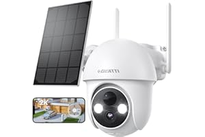 DEATTI 2K PTZ Camera Surveillance WiFi Exterieure sans Fil Solaire, Dome Camera IP sur Batteries, Audio Bidirectionnel, Détection Humaine et Alarme de Sirène, Camera 360 Degrés, Compatible Alexa
