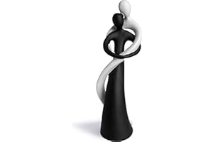 FeinKnick Kochająca para w kolorze czarnym i białym – ceramiczna figurka dekoracyjna 28 cm wysokości jako symbol miłości i szczęścia – ręcznie malowana rzeźba w kolorze czarno-białym do dekoracji –