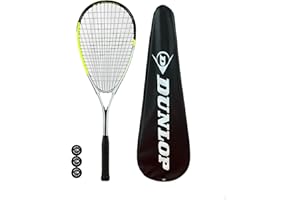 RACKETWORLD Dunlop Hyper Lite Pro - Racchetta da squash, copertura completa e 3 palline da squash