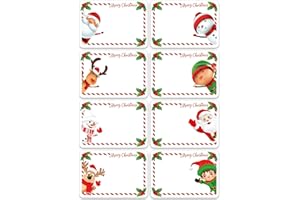 Xyxu Christmas Sticky Labels, 120pcs Christmas Labels Stickers, Sticky Gift Tags for Presents Christmas 7x5cm Self Adhesive Xmas Writable Present Sticker Label for Gift Wrapping