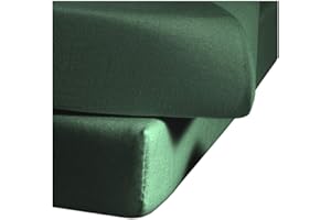 fleuresse Comfort prześcieradło z gumką (96% bawełna, 4% elastan), z gumką rumdową, Ökotex Standard 100, do materacy o wysokości do 26 cm, 140 – 160 x 200 – 220 cm, kolor zielony myśliwski