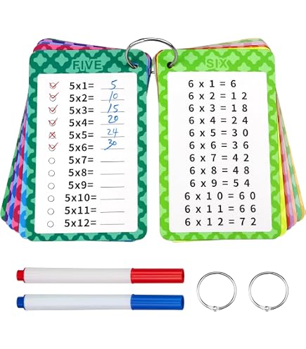 Times Tables Multiplikationskarten – 30,5 X 30,5 Cm, Mit Abwischbaren Markern, Lernspiel Für Kinder