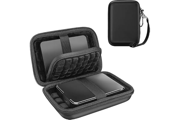 ProCase Étui Disque Dur Externe 2 x 2,5", Housse de Protection pour WD, Toshiba, Canvio, Seagate, Samsung SSD HDD, Pochette Portable Antichoc, avec Poche pour Accessoires