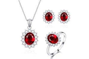 Cangall Silber Damen Schmuck Set, 925 Sterling Silber Halskette Ohrringe Ring Set, Silber Prinzessin Diana Schmuckset mit AAAAA Zirkonia, Silber Luxus Hochzeit Schmuck Set, Geschenk zum Geburtstag