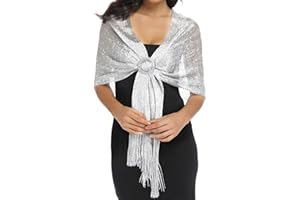 BABAHU Sparkling Metallic Shawls and Wraps with Buckle for Evening Party Dresses Wedding Party