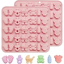 2 Stampini In Silicone Per Baby Shower A Forma Di Piedini, Biberon, Ciuccio E Carrozza, Per Cioccolatini, Caramelle Gommose, Cubetti Di Ghiaccio E Decorazioni Per Cupcake - 5