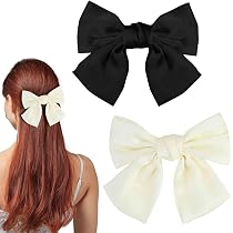 AOKSUNOVA 6er Set Haarschleifen – Satin-Schleifen Mit Langem Schwanz, Entenschnabel-Spangen In 6 Farben (Rot, Beige, Rosa, Himmelblau, Avocadogrün, Kaffee)