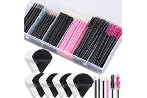 SHYNEK Jednorazowe akcesoria do makijażu z aplikatorami do makijażu, trójkątne ptysie do makijażu, różdżki do tuszu do rzęs, jednorazowe aplikatory do ust, pędzle do eyelinera, narzędzia do makijażu dla artystów makijażu