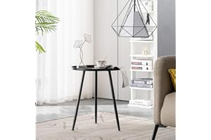 YOUDENOVA Stolik pomocniczy, metalowy, okrągły, stolik kawowy, mały, nowoczesny, dekoracyjny, trójnożny, z rurek stalowych, Ø 40,5 cm x 50 cm, kolor czarny