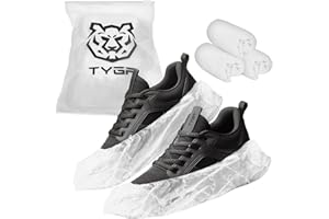 TYGA STORE 30 Pieces Disposable Shoe Covers - Plastic, Anti Slip, Dust Proof, Waterproof Overshoes - Indoor, Outdoor, Carpet, Floor, Rain, Boot, Safety, Cycling, Strong Foot Covering