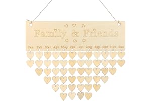 ULTNICE Family Friends Birthday Reminder Calendar Wooden Plaque Board with Tags for Home Decoration