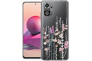 Kaywzo Funda para Xiaomi Redmi Note 10 4G/10S,Transparente TPU Carcasa con Patrones de Flores Pintadas,Ultra Delgado Mujeres Silicone Phone Protección Case Cover-3