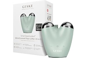 GESKE | Dispositivo lifting viso a microcorrente SmartAppGuided™ | 6 in 1 | Lifting facciale | Strumenti per la cura della pelle | Dispositivo anti-età | Microcorrente anti-rughe