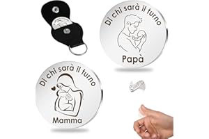 FUAKUIP Regalo Neomamma,Regali per Neogenitori,Regalo Neo Papà,Regalo Festa Della Mamma,Regalo Futura Mamma,Regalo Mamma,Regali per Donne Incinte,Regali per Papà,Regalo Neonato,Moneta Decisionale Genitori