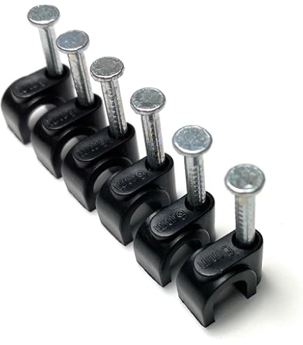 LAMXD Round Black Cable Clips - 100 Pack, 6mm, For Ethernet, Electrical Wires, Skirting Board Organization