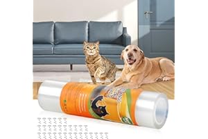 AnExer Protector de Muebles Gatos, 23x300cm Adhesivo Protector Sofa Gatos Arañazo con 30 Tornillos, Transparente Protectores de Sofa para Gatos Pegatina Protectora para Sofá/Muebles/Puerta/Pared