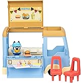 BlueY Oyun seti, katlanabilir atıştırmalık arabası, yemek alanı ve sandalyeli bir kafeye d&ouml;n&uuml;ş&uuml;r, &ouml;nl&uuml;k ve g&uuml;neşlikli &ouml;zel fi