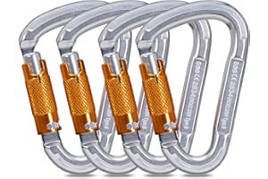SOB Mosquetones de Bloqueo, Mosquetones de Escalada Gancho Mosquetón de Trabajo Pesado con Tapón de Rosca para Camping, Hamacas, Columpio, Llavero