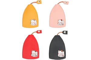 Junerain 4PCS Custodia per chiave tipo estraibile creativo, custodia per chiave auto in pelle PU Cartoon Grande capacità Cover per chiave auto estraibile per uomo donna, custodia portachiavi per auto