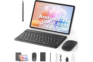 SVITOO 2025 Neueste Tablet, 10 Zoll, 20GB RAM+128GB ROM (1TB TF) mit Hülle, Stift, Tastatur und Maus, Octa-Core, 1280x800 HD, 6600mAh（mit NTC）, Widevine L1, 8MP+2MP, 2.4G+5G WiFi, GPS (Android 16)