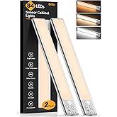 Gritin Luz de Armario Recargable, 26CM Superbrillantes Luces Cocina - 3 Colores & 5 Niveles de Brillo, 4 Modos, Sensor Movimi