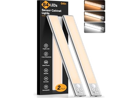 Gritin 26CM Luce LED Sottopensile Cucina Ricaricabile con Sensore | 3 Colori & 5 Luminosità, 4 Modalità, Super Luminosa, Lunga Durata,…