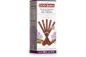 DOÑA JIMENA - Sticks Turrón de Chocolate con Cacahuete, Miel y Almendra (Al Punto de Sal), Sin Gluten, Elaborados de Forma Tradicional, Típico Dulce Navideño, Turrón de Calidad Suprema, 200 Gramos