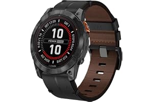 Kompatibelt med Garmin Fenix 7 armband, 22 mm Quick Fit läder ersättningsarmband för Garmin Fenix 8 47 mm/Fenix 7 Pro Solar/7 Pro/7 Solar/6/6 Pro/6 Solar/5/5 Plus/Garmin Epix 2 47 mm/Forerunner 965