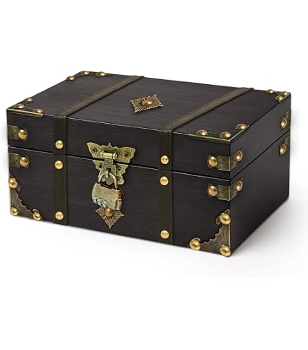Global Village Bazaar - Portagioie in legno, fatto a mano, con scatola porta gioielli, scrigno del tesoro, scatola porta oggetti, scatola per orologi, 10,5 x 10,8 cm, ottima idea di compleanno