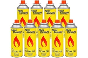 Alpen Camping Cartucho de Gas 400 ml, Certificado: Pi 0875, Compatible con EN417, isobutano, Rango de Funcionamiento de -10 ° C a + 40 ° C, IK004 (9)