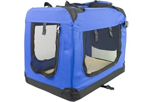 Mobiclinic® Pets, Trasportino per animali, Balu, Marchio Europeo, Taglia M, Trasportino per cani, Con manici, Traspirante, Pieghevole, 57x38x44cm, colore Blu