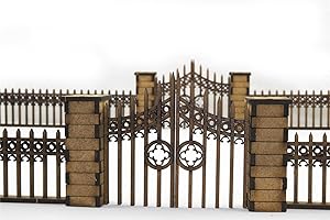 War World Gaming Gothic Fence with Gates and Pillars - Wargaming Terrain Kit - Fence - Adults - Unisex - Fantasy and Historical Wargamers