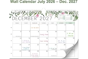 18-månaders väggkalender juli 2026 – december 2027, A4-dubbelspiralbindning 2026/2027 kalender, månadsväggkalender för hemmak