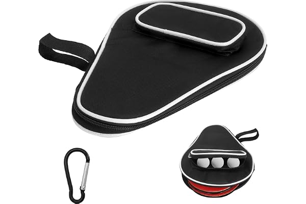 XRVRILE Bordtennisracketfodral, bordtennisväska för 2 klubbor och 3 bollar med nyckelring, vattenavvisande och slitstark 29 x 20 x 2,8 cm klubbskydd för klubb skola träning
